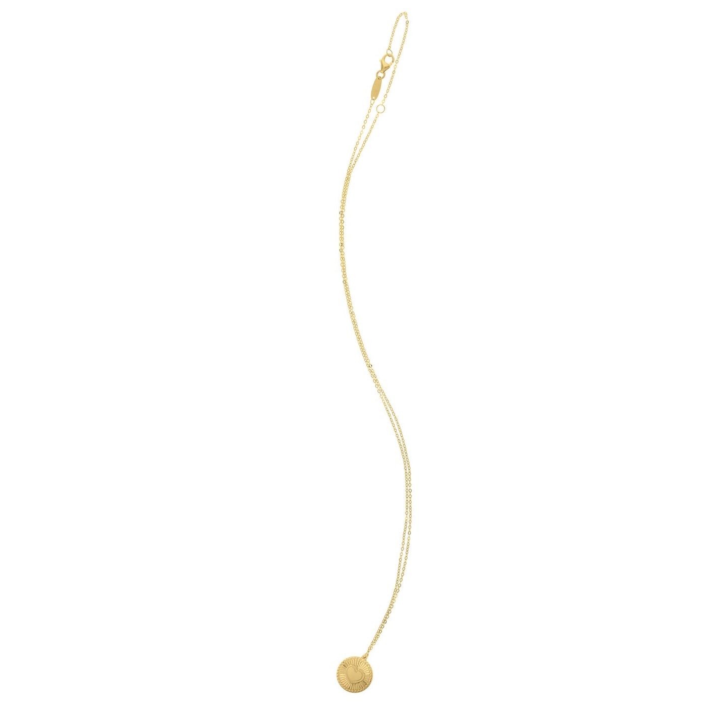 Diamond Cut Heart Disc Necklace in 14K Yellow Gold